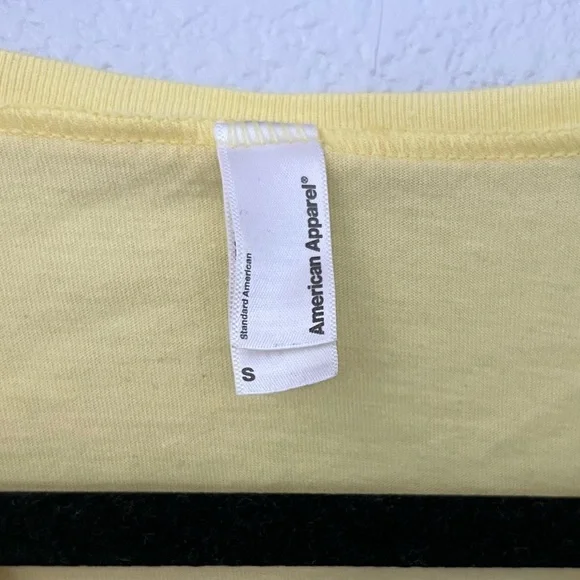 American Apparel Yellow V Neck T Shirt Size Small - Picture 2 of 4